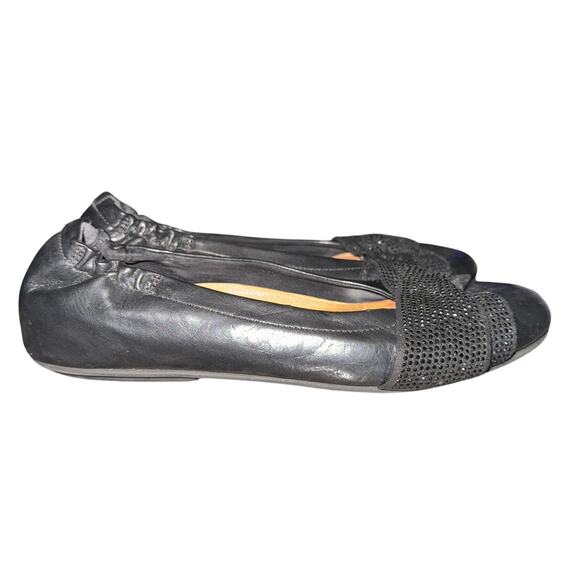 Fitflop Twiss Crystal Ballet Flats Women's Sz 8 Black Faux Leather Comfort Shoes - Picture 3 of 9